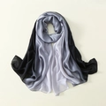 Elegant satin scarf with a smooth gradient transition from silver grey to deep black tones - 180x90cm / Black Grey Gradient (JBXSD10)