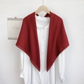 Deep red cotton linen scarf draped over a white shirt on a wooden hanger display - 90cmx90cm / Burgundy