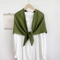 Ethnic style dark green cotton linen shawl scarf draped over a white long sleeve shirt - Dark Green