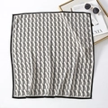 Detail of elegant black and white silk scarf with letter B print and sunglasses accessory - White / 68*68cm