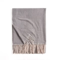 Écharpe grise à chevrons en imitation cachemire avec longues franges pour l'hiver - 70*180cm / Gris clair