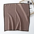 Elegant silk scarf with geometric chain pattern displayed with luxury fashion accessories - Bandana / Dark Brown