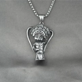 Vintage Peking Oper Anhänger Halskette mit Retro Silber Edelstahl Boxkette für Herren - Anhänger + Passende Kette