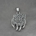 Retro stainless steel bear claw pendant necklace with Celtic knot patterns for men and women - Pendant Only (No Chain)