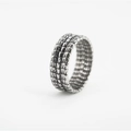Retro punk titanium steel dragon scale ring with antique silver texture and industrial design - US 8 / Dragon Scale Texture (Single Ring)