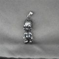 Punk skeleton figurine pendant in stainless steel with star engraving on satin fabric - Pendant Only (No Chain)