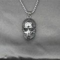 Gothic punk masked skull pendant on a vintage silver stainless steel chain necklace - Pendant + Matching Chain