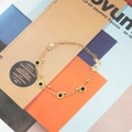 Bracciale a doppio strato in acciaio inossidabile dorato con ciondoli rotondi neri e bianchi - Oro