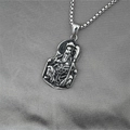 Retro Guan Yu Anhänger-Halskette aus Edelstahl mit 3D-Prägung und einer quadratischen Boxkette - Anhänger + Passende Kette