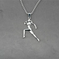 Polished stainless steel fitness pendant necklace with female runner figure for men - Style A Pendant With Chain