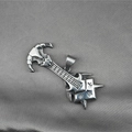 Vintage rock guitar pendant in distressed stainless steel on textured grey background - Pendant Only (No Chain)