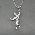 Silver stainless steel hip hop necklace featuring a muscular bodybuilder pendant - Style B Pendant With Chain