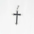 Collier avec pendentif croix gothique en acier titane et incrustation d'émail noir - Pendentif uniquement (Sans chaîne)