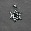 Collana con ciondolo a esagramma vintage in acciaio inossidabile con gemma nera unisex - Solo Ciondolo (Senza Catena)