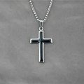 Streetwear roestvrijstalen kruishanger ketting met zwart emaille inleg op zilveren ketting - Hanger + Bijbehorende Ketting