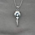Gothic viking crow skull pendant necklace in silver stainless steel with box chain - Silver Color Pendant with Chain