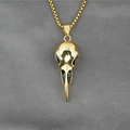 Gothic gold crow skull pendant necklace with polished box chain for punk style jewelry - Gold Pendant Only (No Chain)