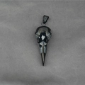 Polished black viking raven skull pendant necklace with metallic gloss and link chain - Black Pendant Only (No Chain)