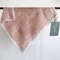 Bandana en soie rose à motifs paisley pour femmes avec motifs géométriques et bord blanc - Rose