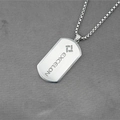 Men's titanium steel military tag necklace with silver brushed finish and box chain - Pendant + Matching Chain