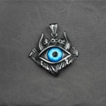 Retro punk titanium steel necklace featuring blue evil eye and skull pendant design - Pendant Only (No Chain)