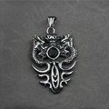 Punk style stainless steel double dragon pendant with faceted black gemstone center - Black Rhinestone Pendant Only (Without Chain)