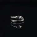 Retro punk snake ring in vintage silver finish with 3D scales on a black mirror surface - US 7 / Steel