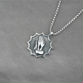 Retro stainless steel necklace with irregular praying hands pendant and box chain for men - Pendant + Matching Chain