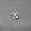Retro stainless steel necklace with praying hands pendant on a star-shaped relief - Pendant Only (No Chain)