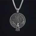 Collana vichinga retrò in acciaio con bussola, ciondolo aquila e motivi di rune norrene - Ciondolo + Catena Coordinata
