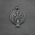 Collana con ciondolo aquila vichinga retrò in acciaio inossidabile e bussola Vegvisir - Solo ciondolo (Senza catena)