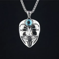 Punk style stainless steel clown mask necklace with evil eye pendant and chain - Pendant + Matching Chain