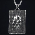 Gothic punk 3D skull pendant necklace with woven pattern on a sturdy box chain - Pendant + Matching Chain