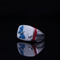 Anello retrò farfalla in acciaio inossidabile con smalto blu e dettaglio a stella - US 6 / Stile Farfalla Blu (Stile A)