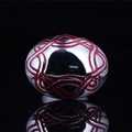 Polished silver stainless steel irregular ring with red enamel patterns and mirror reflection - US 6 / Silver Red