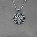 Collana vintage in argento con pendente aquila bicipite e diamanti neri su catena box - Ciondolo con Strass Neri + Catena come mostrato