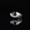 Etnische titanium stalen ring met zwarte ovale steen en witte emaille accenten - US 6 / Zwarte Agaat Golfstijl (Stijl B)
