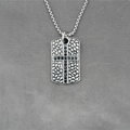 Retro hip hop square pendant necklace with black zircon cross and rock texture - Black Zirconia Cross Rock Texture Style / Style B Pendant With Chain