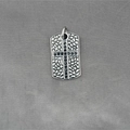 Hip hop silver steel rectangle pendant featuring textured stone finish and black cross - Black Zirconia Cross Rock Texture Style / Style B - Pendant Only (Without Chain)