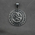 Retro Viking Ouroboros hanger met Noordse runen aan een roestvrijstalen ketting voor heren - Alleen hanger (geen ketting)