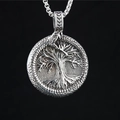 Ciondolo vintage Albero della Vita in argento con motivo serpente Ouroboros vichingo - Pendente con Catena
