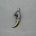Vintage silver and gold wolf head tooth pendant necklace in punk hip-hop style for men - Pendant Only (No Chain)