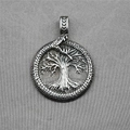Ciondolo vintage vichingo Albero della Vita con serpente in argento ossidato - Solo Ciondolo (Senza Catena)