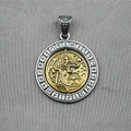 Vintage Viking wolf head rotating pendant necklace in stainless steel for men - Pendant Only
