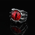 Retro punk dragon claw ring with red devil eye stone in vintage stainless steel finish - Red Eye (c3071)