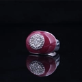 Anello vintage in acciaio al titanio con smalto rosso-viola e intarsio di diamanti su sfondo nero - US 6 / Borgogna