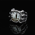 Retro punk demon eye ring featuring a realistic white eyeball and silver dragon claw - White Eye (c3071)