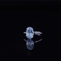 Luxurious silver titanium steel ring featuring a large oval cut sparkling gemstone - US 5 / Oval
