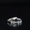 Minimalistisches Ring-Set aus Silber-Titanstahl mit Muscheleinlage und Spiegelung - US 5 / Silber