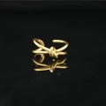 Elegante gouden knoopring in minimalistische stijl met verstelbare band voor dames - US 5 / Goud